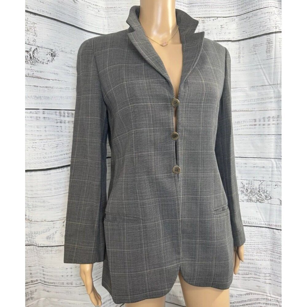 VTG Giorgio Armani 92% Wool Glen Plaid A Milano Borgonuovo 21 Blazer Jacket Sz 6